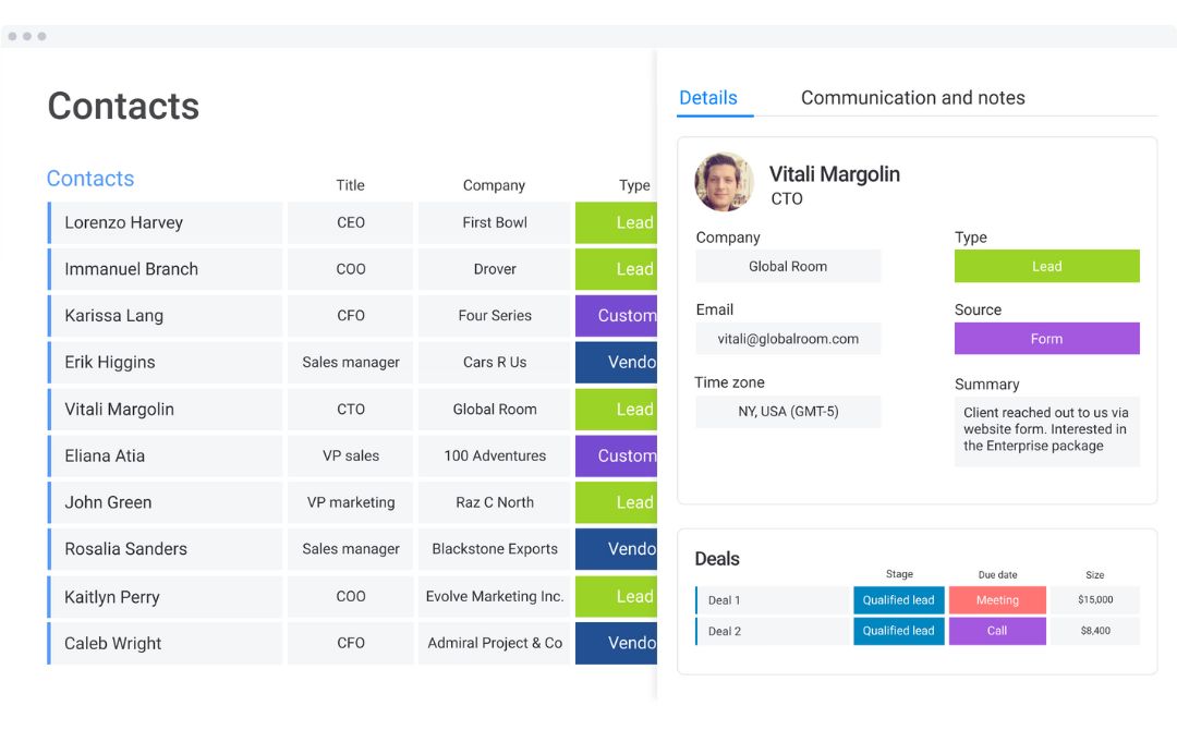 Templates monday CRM activité commerciale : gestion des prospects